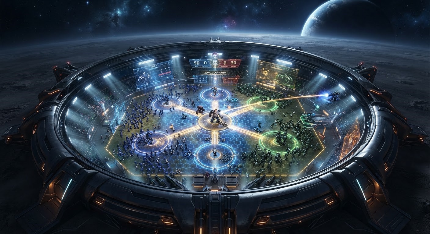 An EWSL arena in orbit above a planet